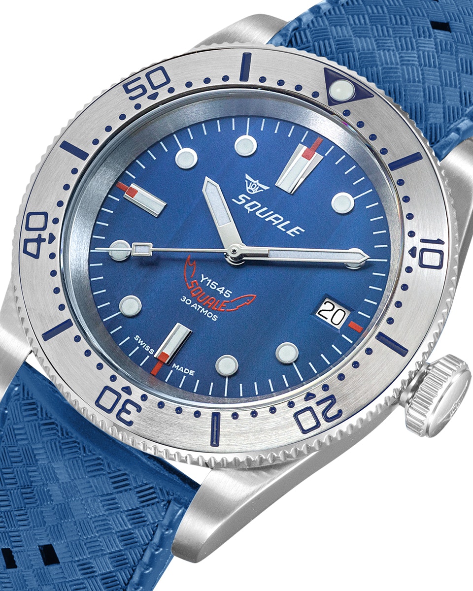 Squale 1545 Steel Blue Rubber