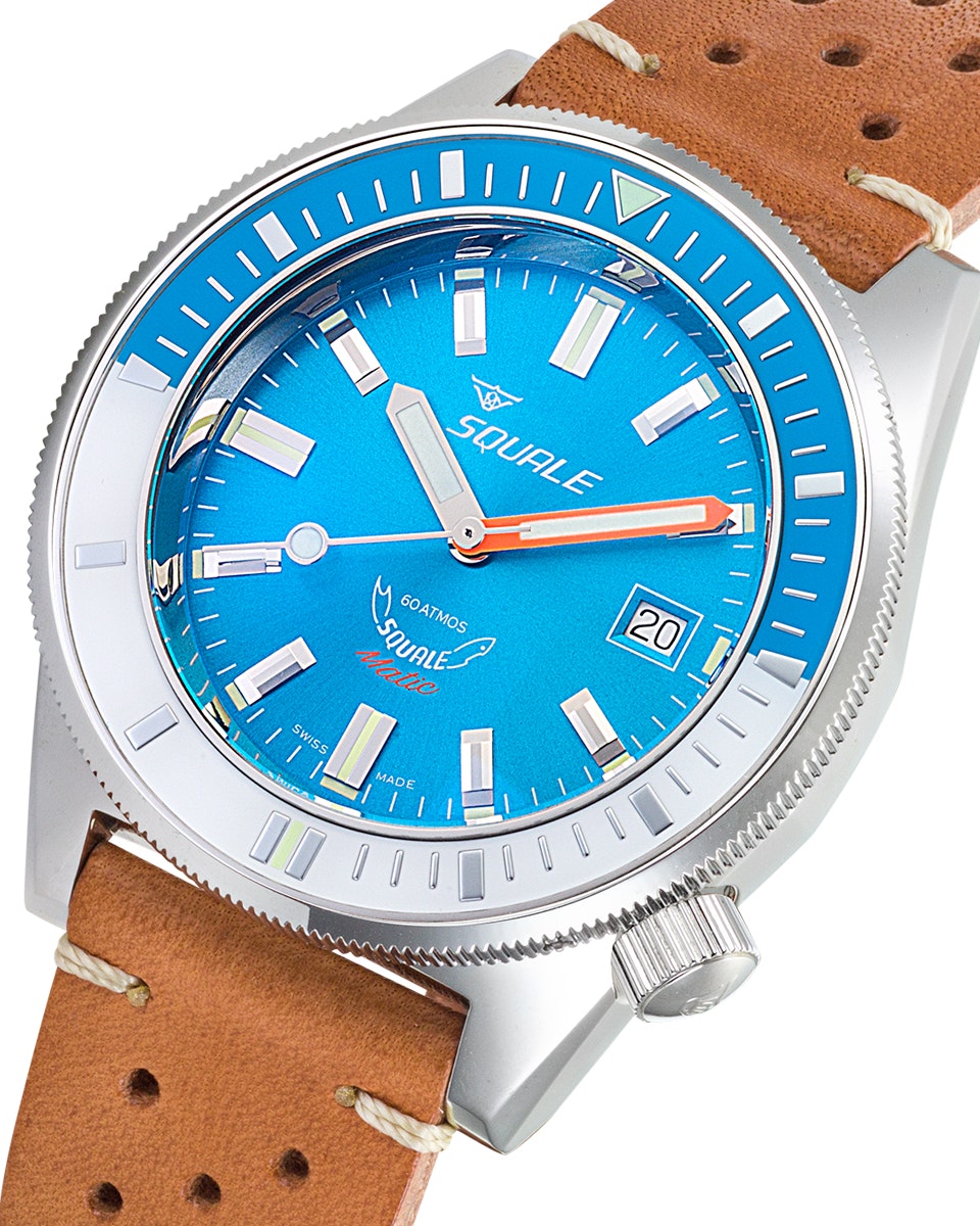 Squale Matic Light Blue Leather